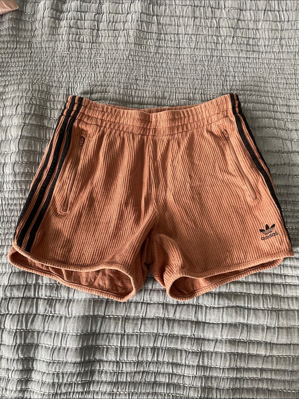 adidas waffle knit Athletic Shorts with Black Stripes